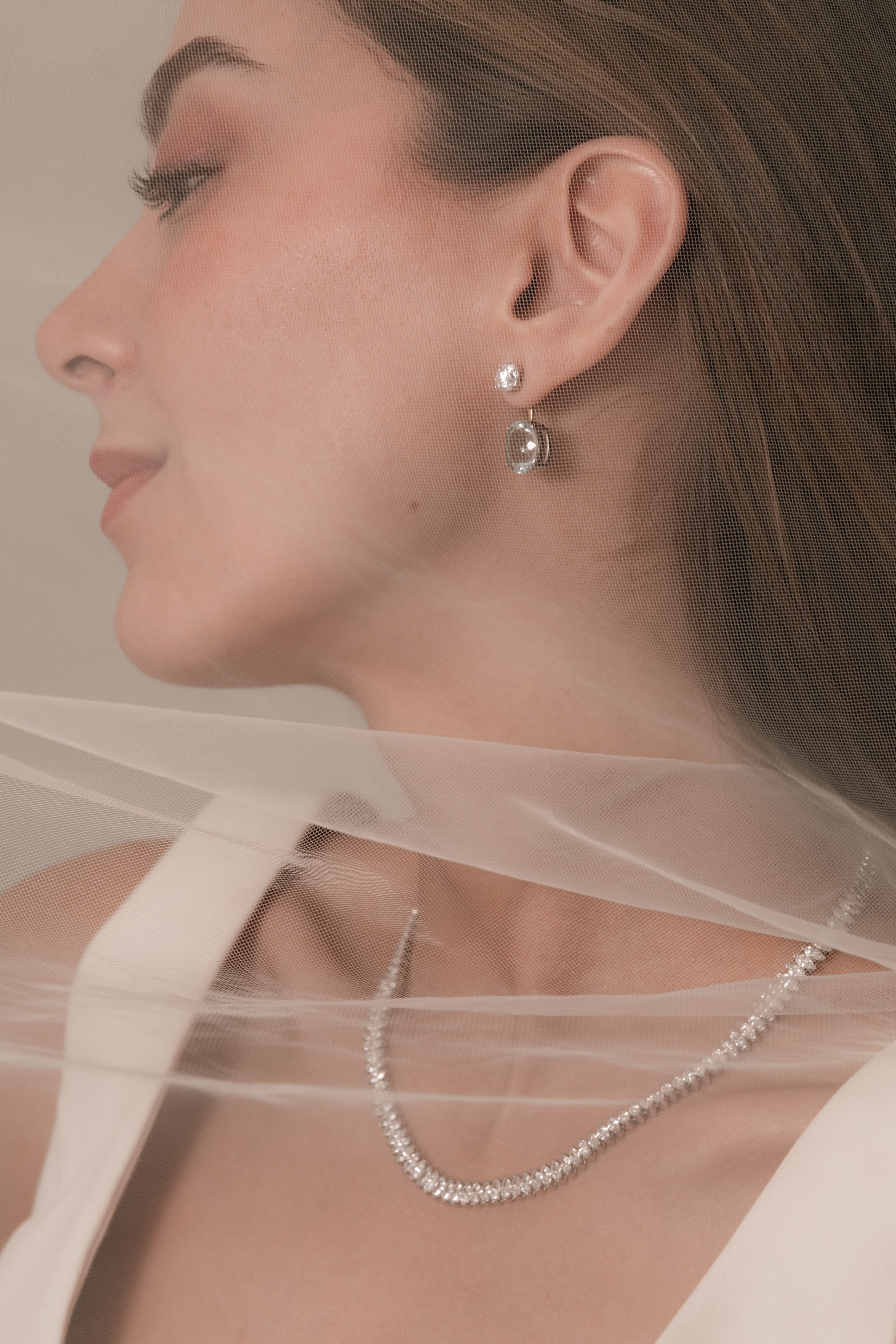 Something Blue Lab Diamond & Aquamarine Jacket Earrings