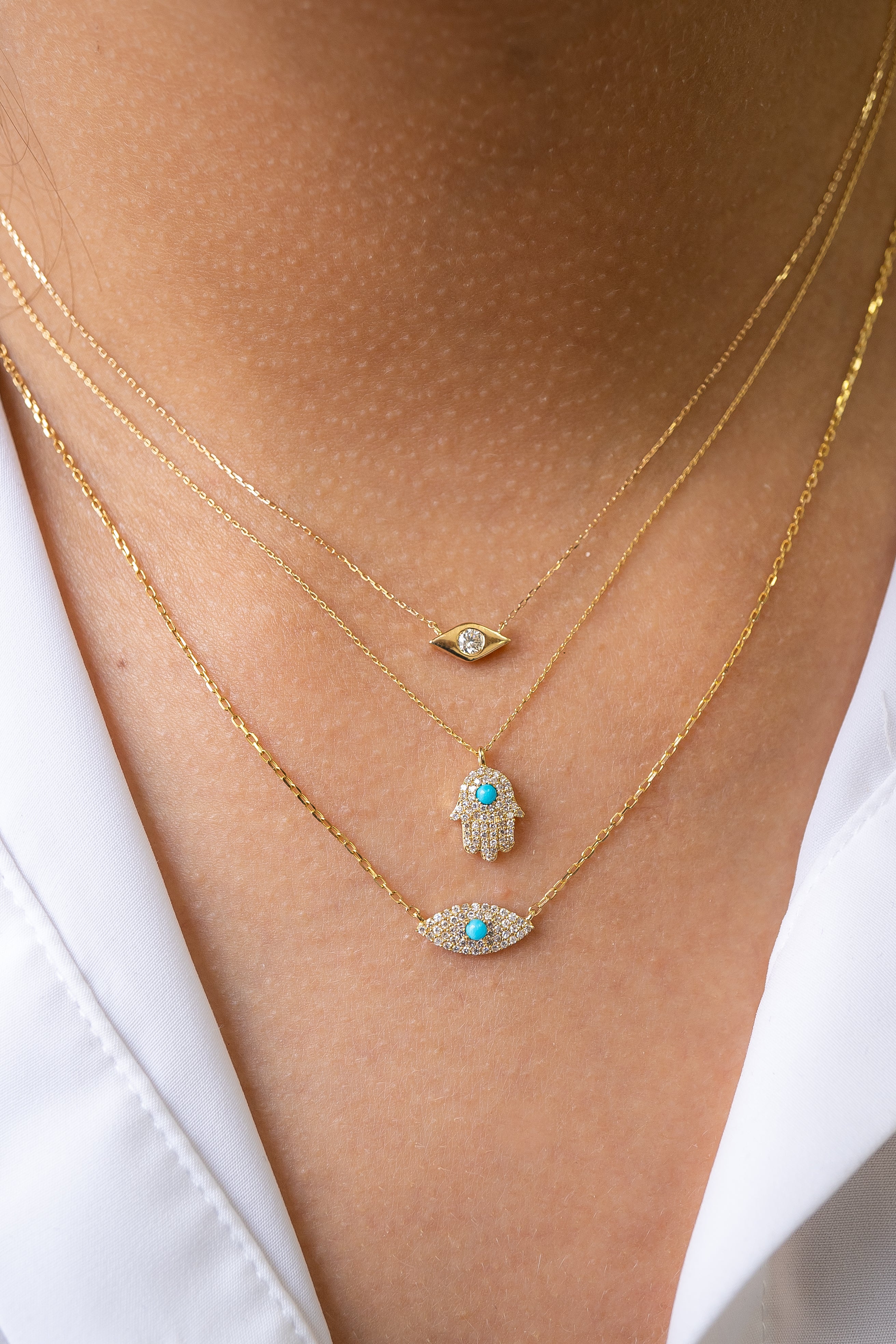 Evil Diamond Eye Necklace