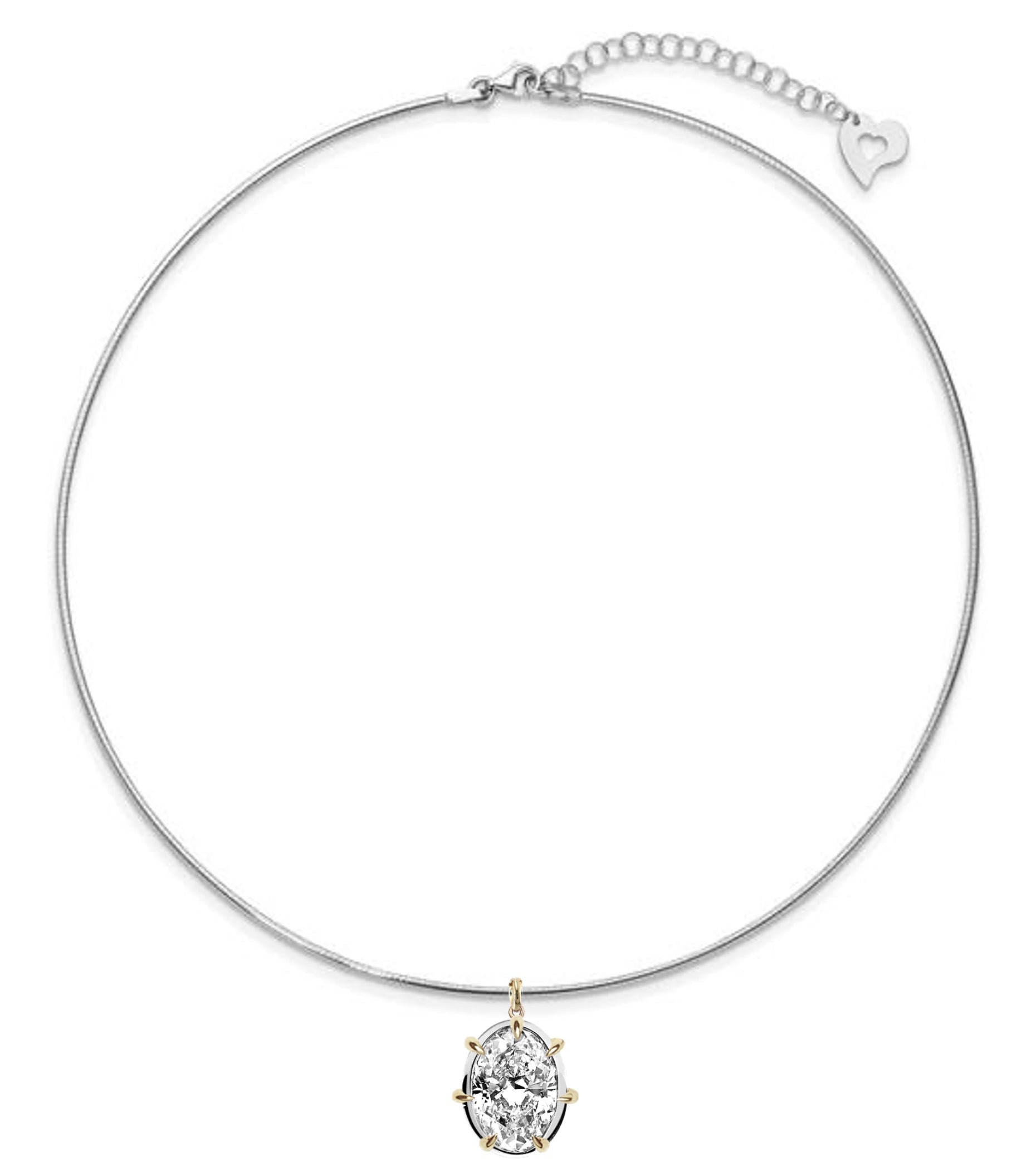 Lab Grown Oval Diamond Mercedes Reversible Two Tones Collar Necklace