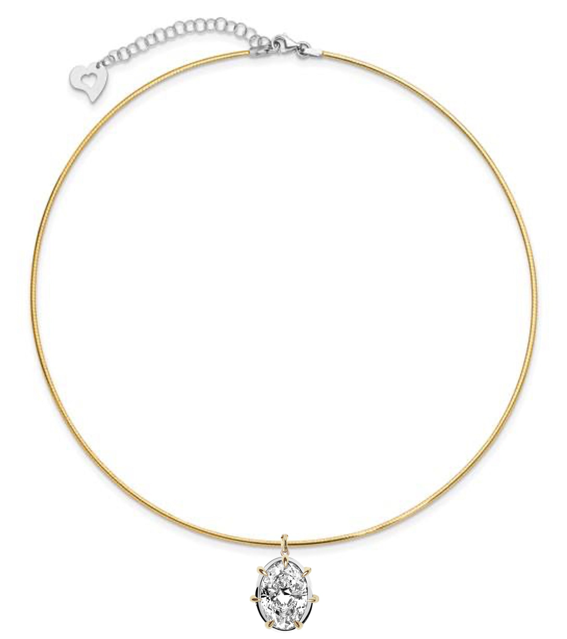 Lab Grown Oval Diamond Mercedes Reversible Two Tones Collar Necklace