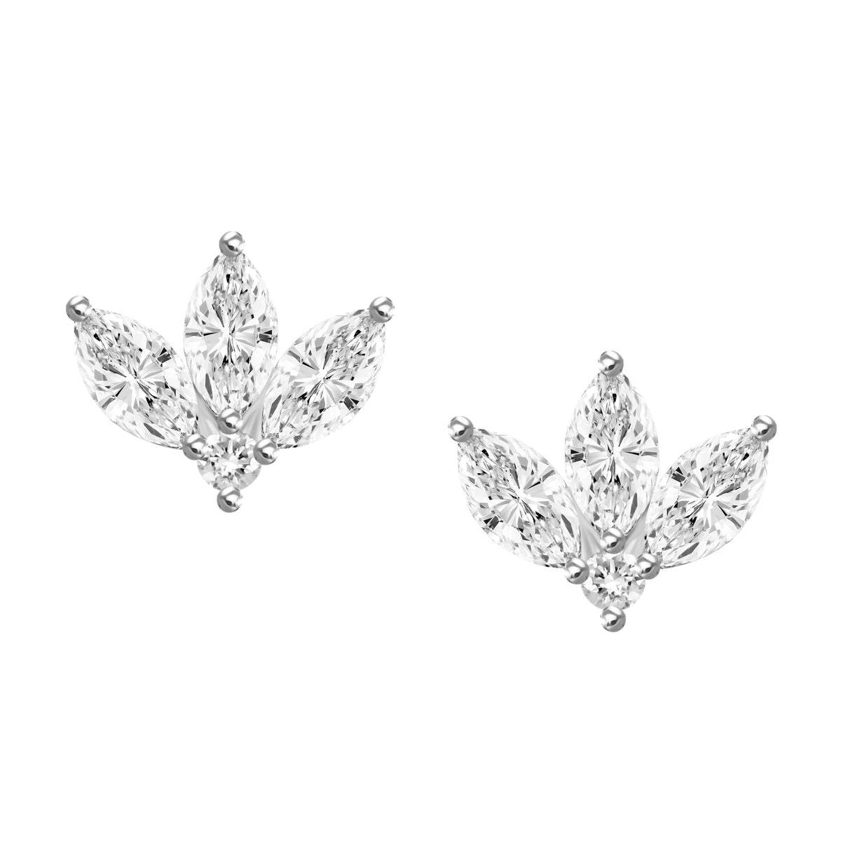 Lotus Flower Diamond Piercings (Two Earrings)