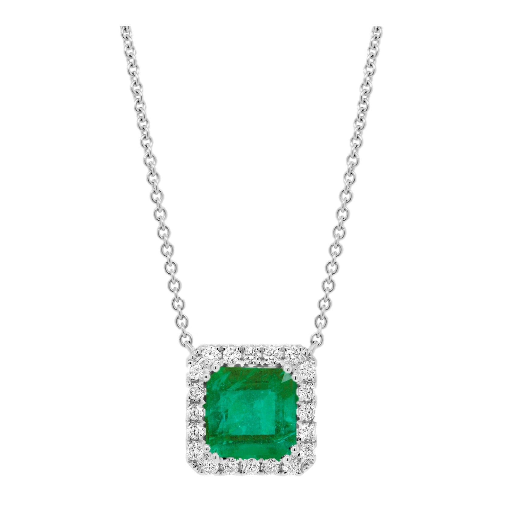 Pamela Princess Cut Emerald Diamond Necklace