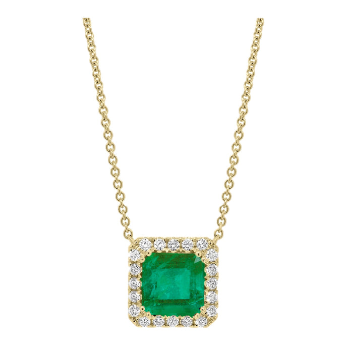 Pamela Princess Cut Emerald Diamond Necklace