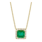 Pamela Princess Cut Emerald Diamond Necklace