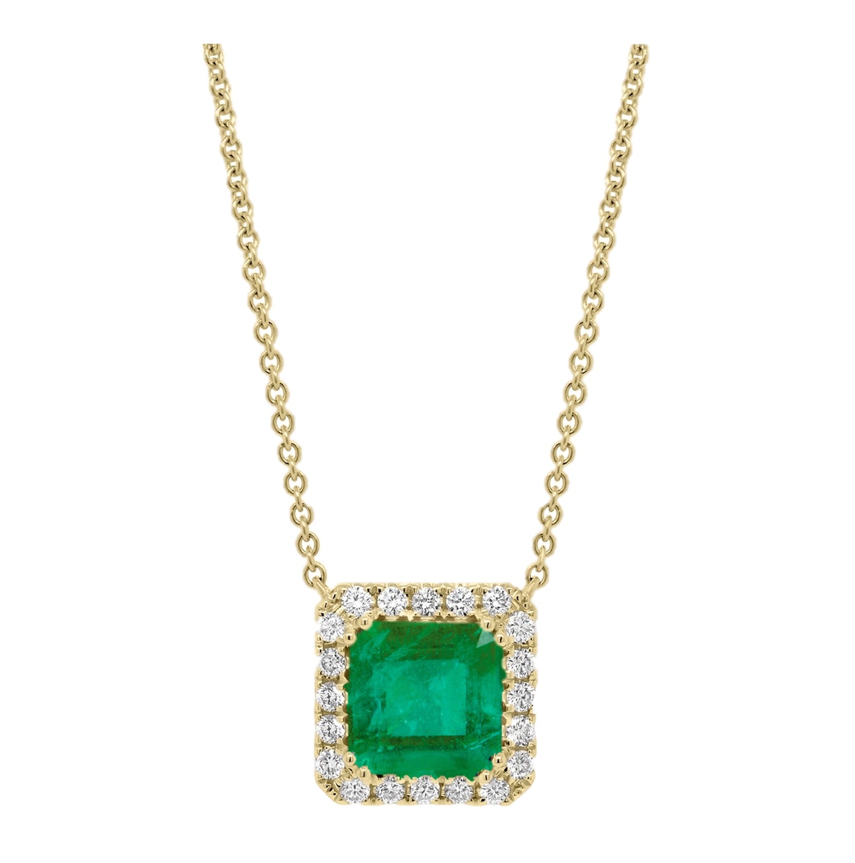 Pamela Princess Cut Emerald Diamond Necklace