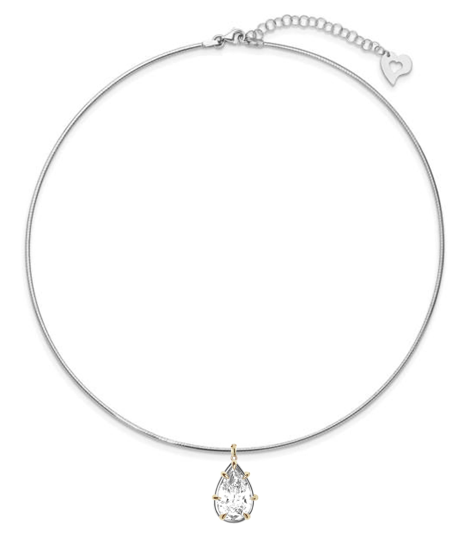 Lab Grown Pear Diamond Mercedes Reversible Two Tones Collar Necklace