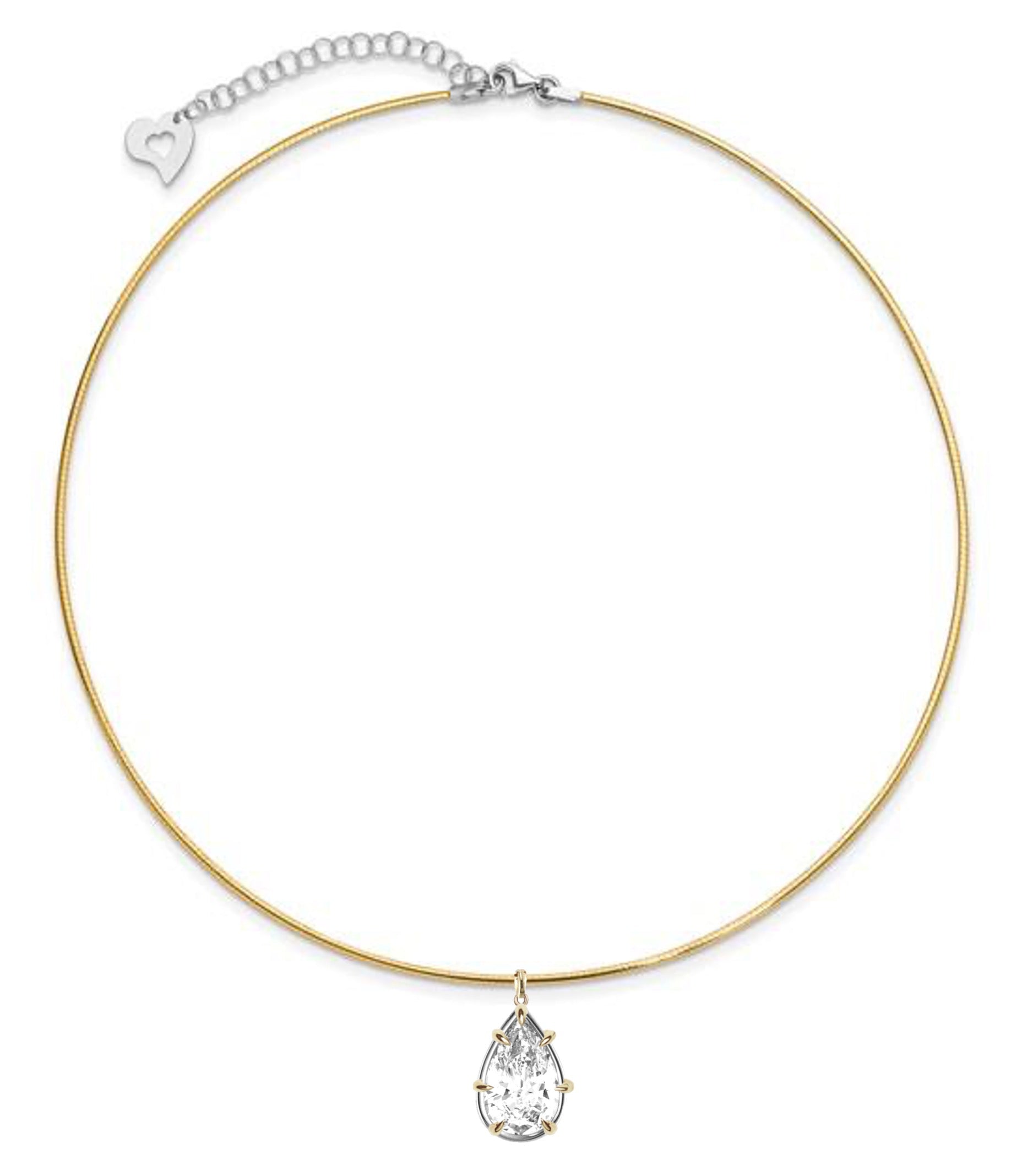Lab Grown Pear Diamond Mercedes Reversible Two Tones Collar Necklace