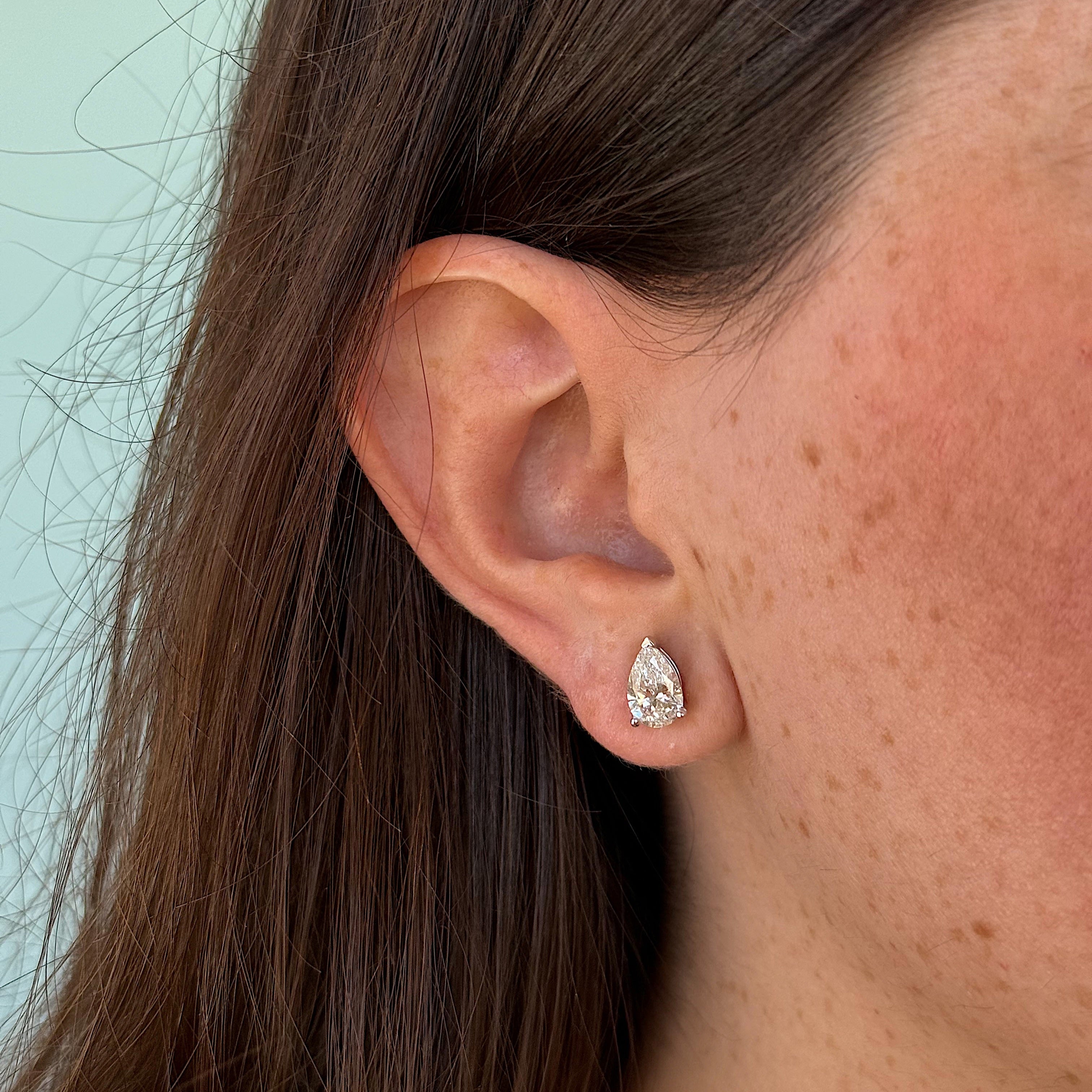 Pear Cut Lab Diamond Studs 2.0 ct.