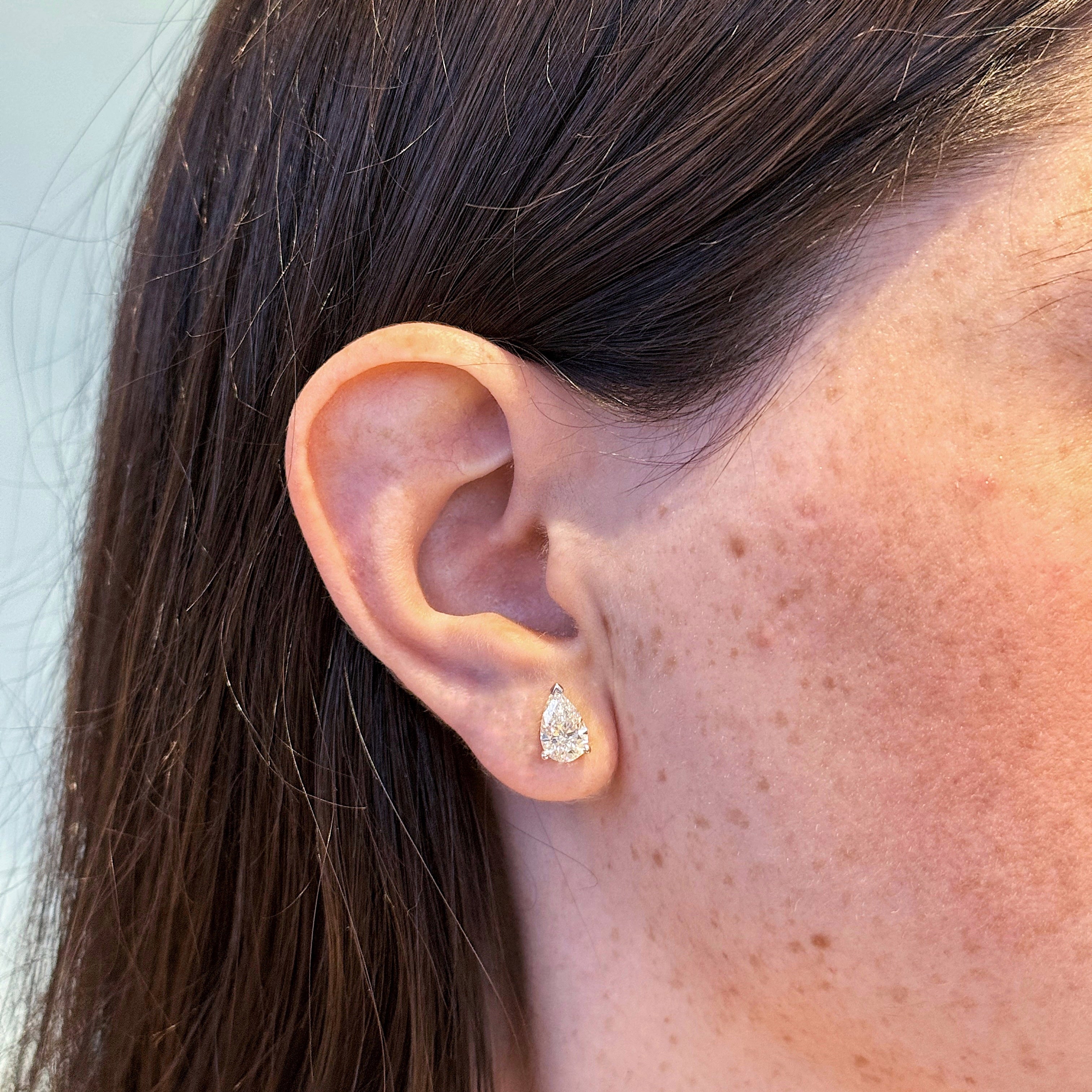 Pear Cut Lab Diamond Studs 2.0 ct.