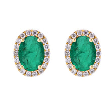 Load image into Gallery viewer, Portia Emerald Diamond Studs
