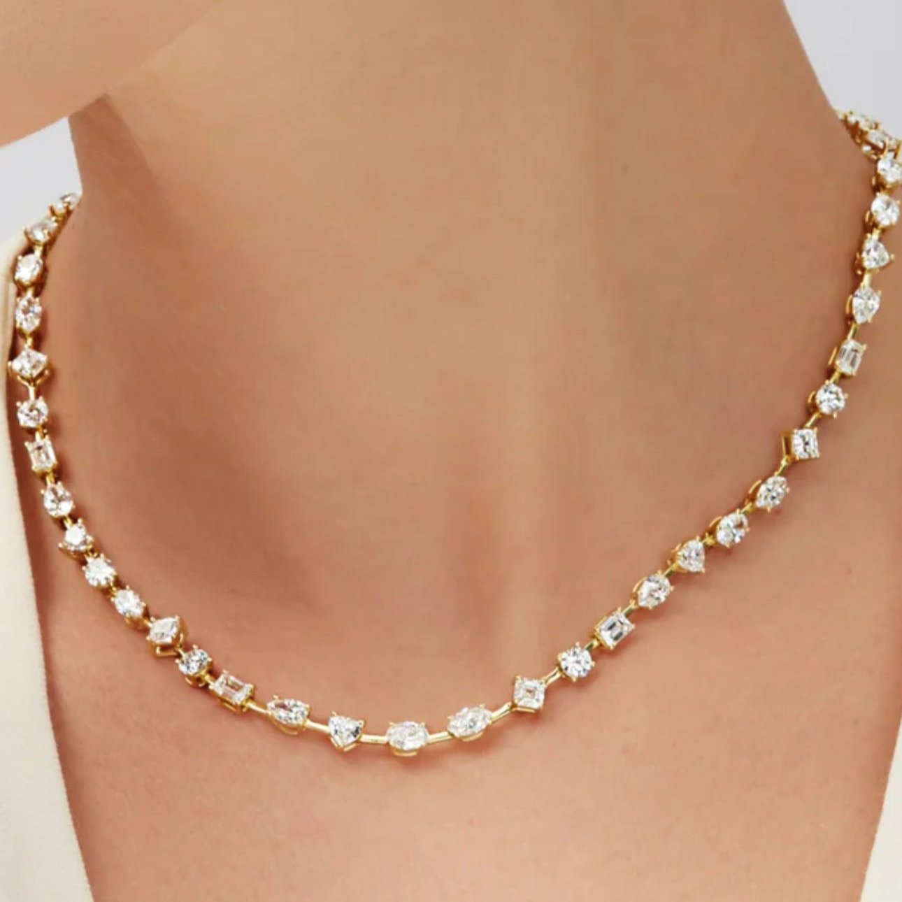 Jazmin Half Diamond Tennis Necklace