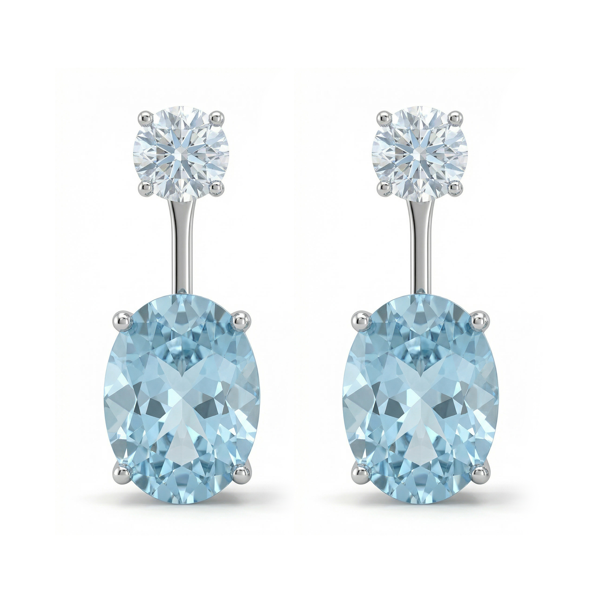 Something Blue Lab Diamond & Aquamarine Jacket Earrings