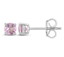 Load image into Gallery viewer, Roberta Round Pink Sapphire Piercings
