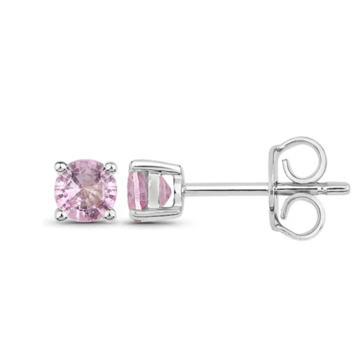 Roberta Round Pink Sapphire Piercings (Two Earrings)