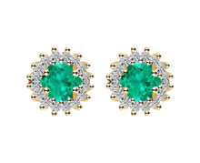 Load image into Gallery viewer, Rocio Emerald Diamond Studs

