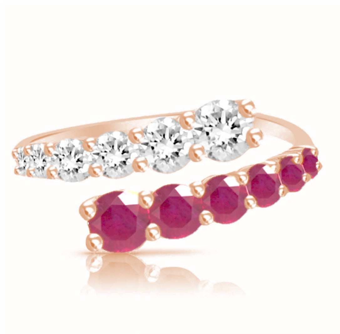 Anillo Rosie con diamantes y rubíes