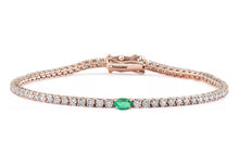 Load image into Gallery viewer, Sylvie Emerald Diamond Tennis Bracelet 3.0 ct
