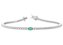 Load image into Gallery viewer, Sylvie Emerald Diamond Tennis Bracelet 3.0 ct
