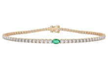 Load image into Gallery viewer, Sylvie Emerald Diamond Tennis Bracelet 3.0 ct
