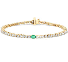 Load image into Gallery viewer, Sylvie Emerald Diamond Tennis Bracelet 3.0 ct
