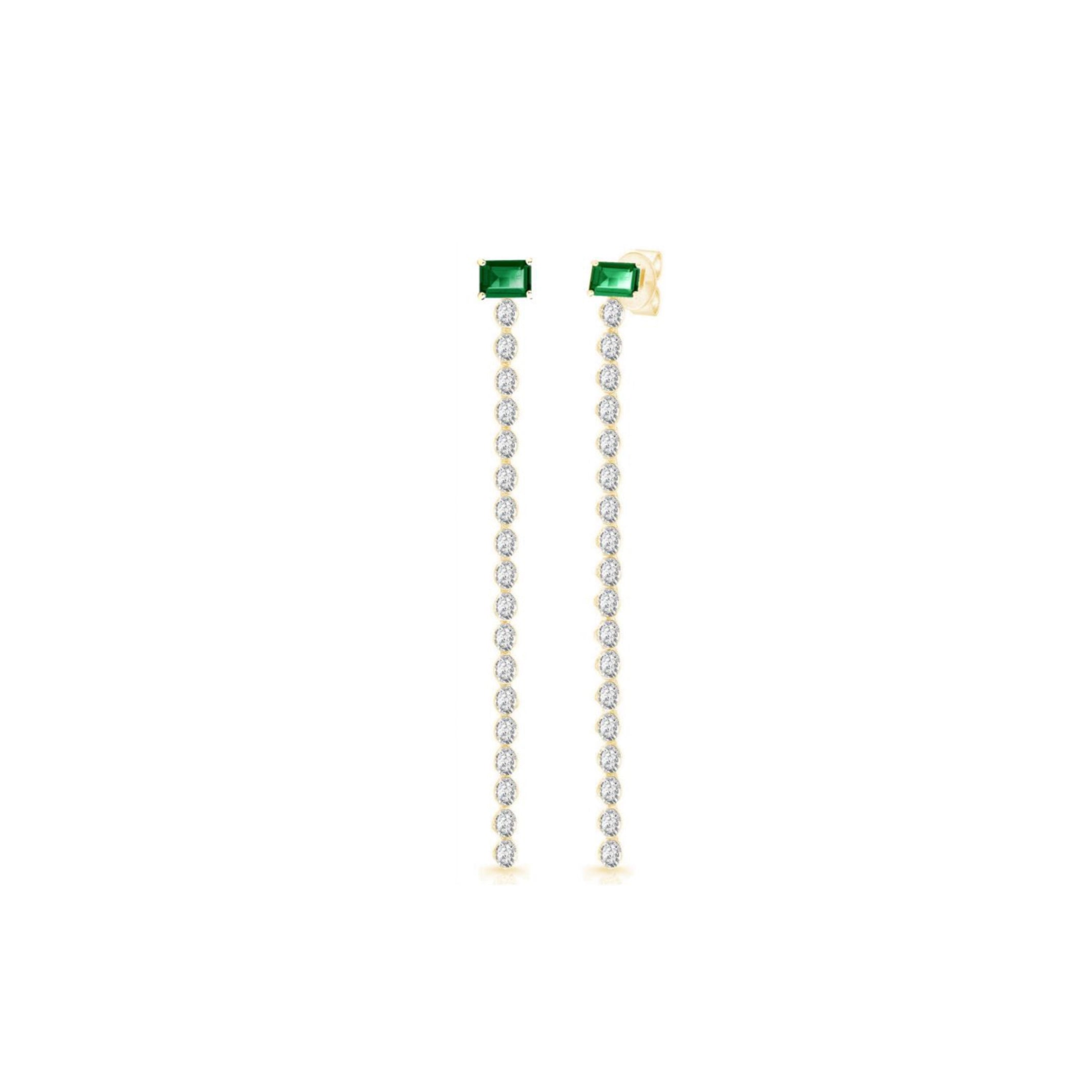Christine 2 in 1 Emerald Diamond Earrings
