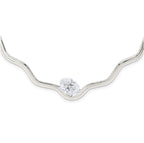 Wavy Silver Collar Necklace with Lab Diamond 2ct