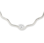 Wavy Silver Collar Necklace with Lab Diamond 3ct
