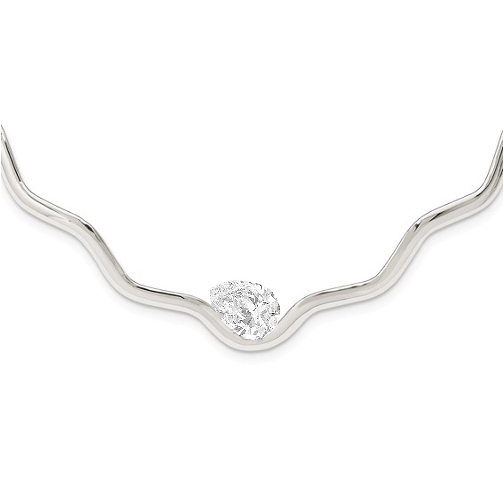 Wavy Silver Collar Necklace with Lab Diamond 2ct