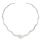 Wavy Silver Collar Necklace with Lab Diamond 2ct