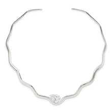 Load image into Gallery viewer, Wavy Silver Collar Necklace with Lab Diamond 2ct
