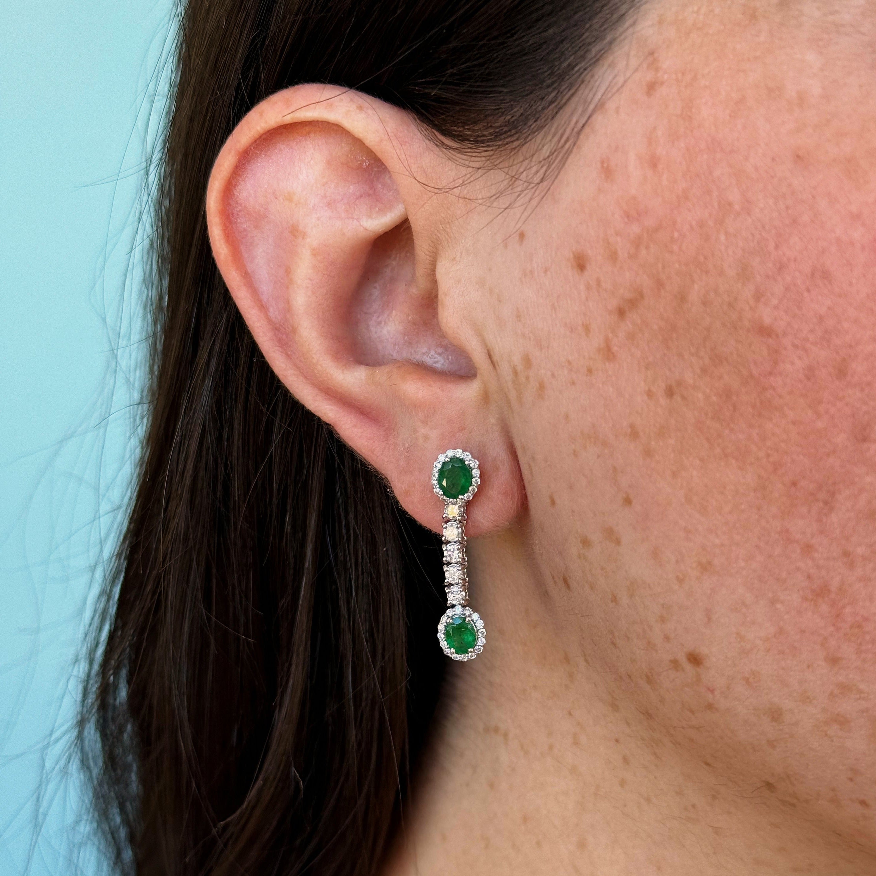 Camille 2 in 1 Emerald Diamond Earrings