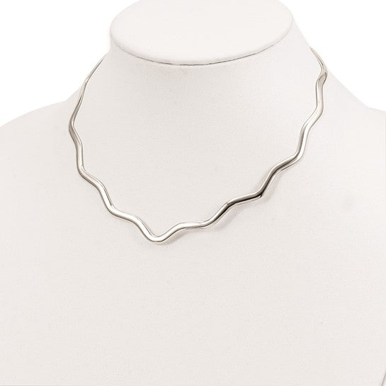 Wavy Silver Collar Necklace with Lab Diamond 2ct