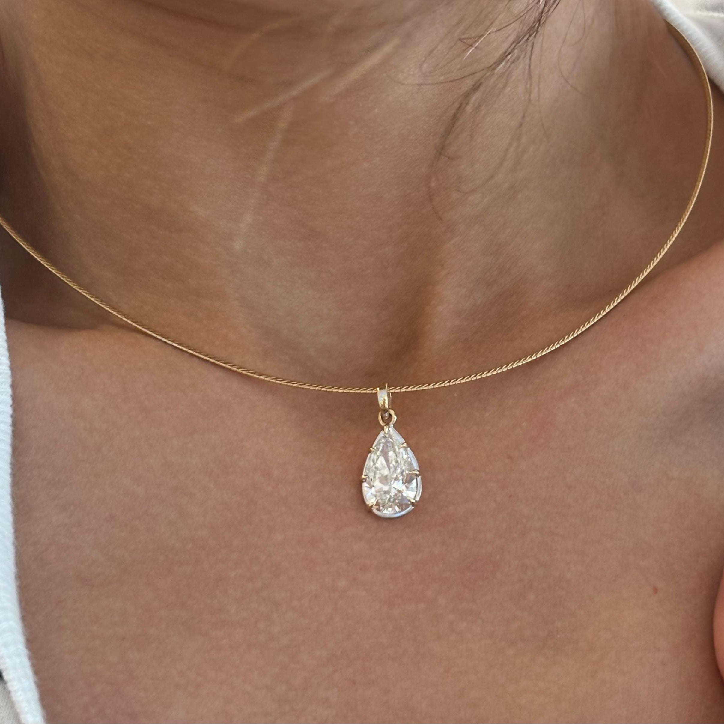 Lab Grown Pear Diamond Mercedes Reversible Two Tones Collar Necklace