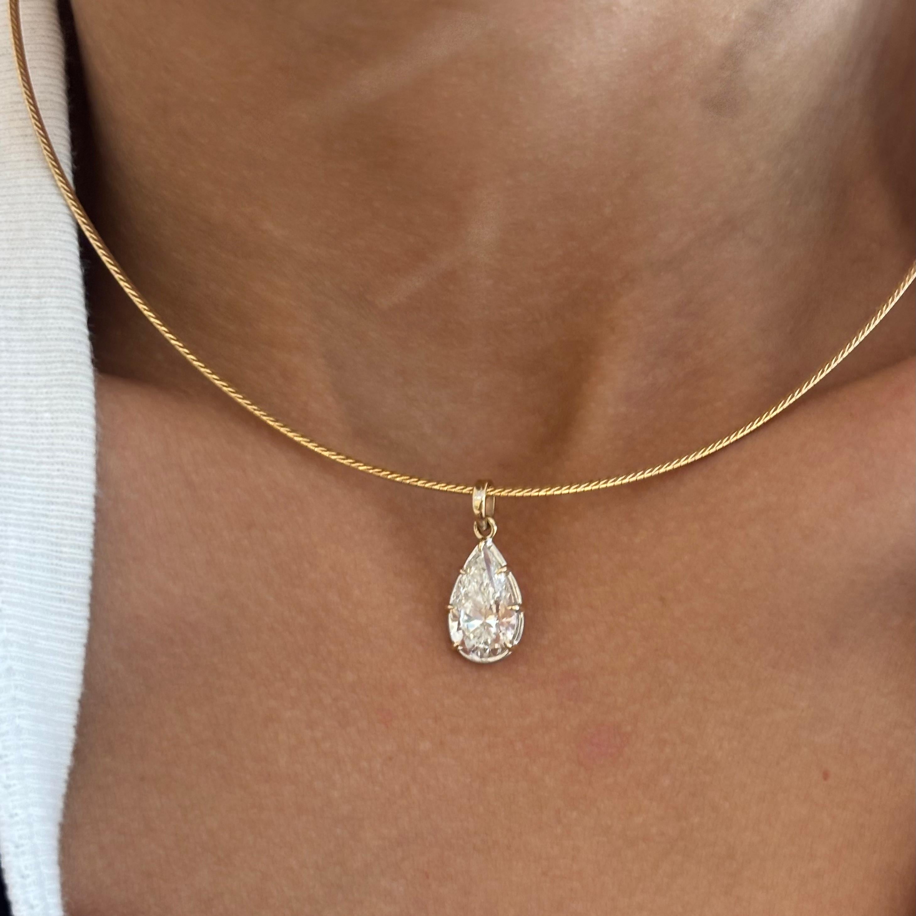 Lab Grown Pear Diamond Mercedes Reversible Two Tones Collar Necklace