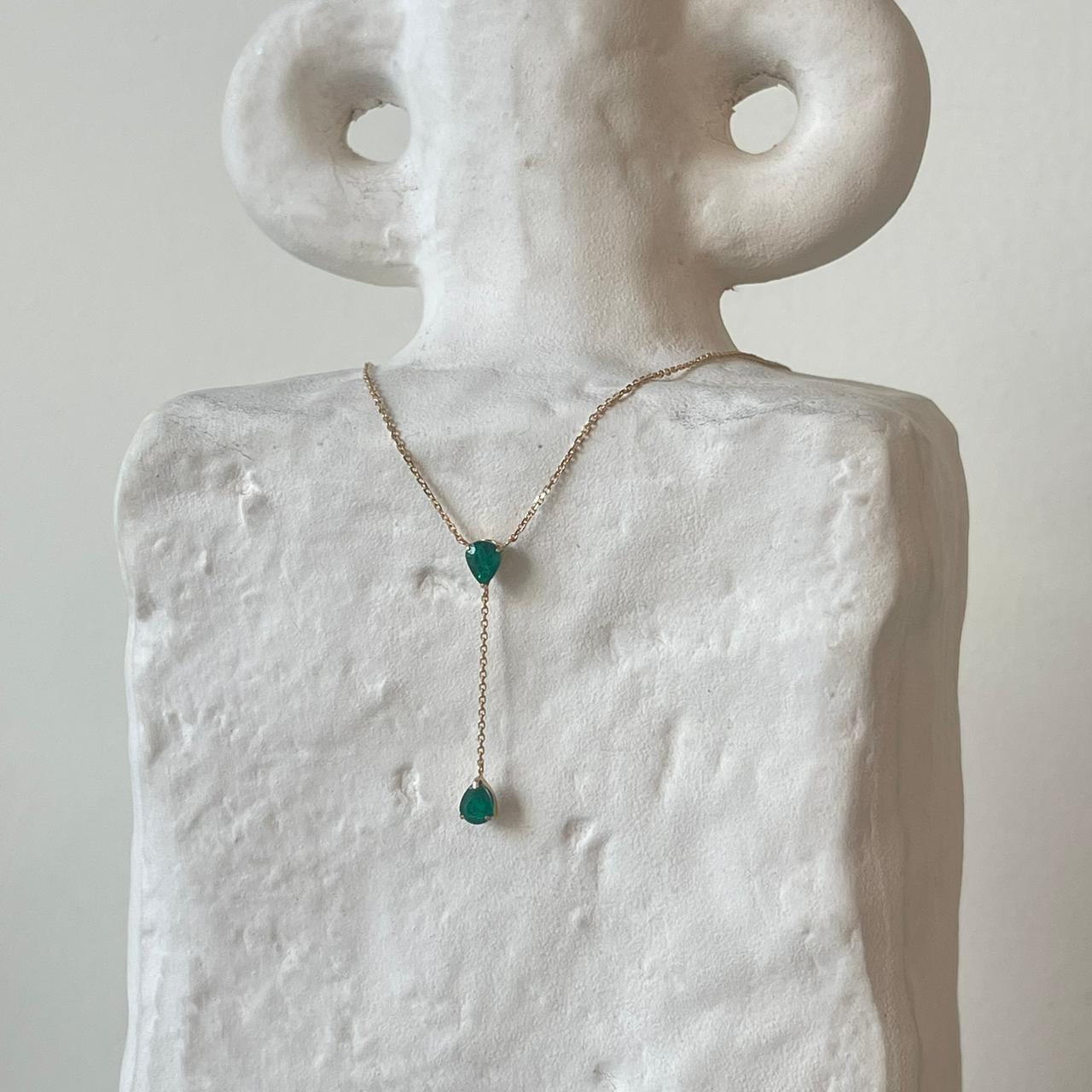 Indira Emerald Lariat Necklace