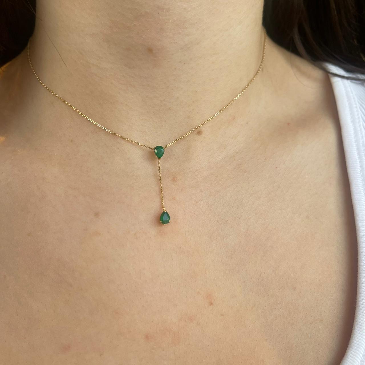 Indira Emerald Lariat Necklace