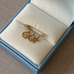 Baby Gold Pin with Guardian Angel, Miraculous and Cross