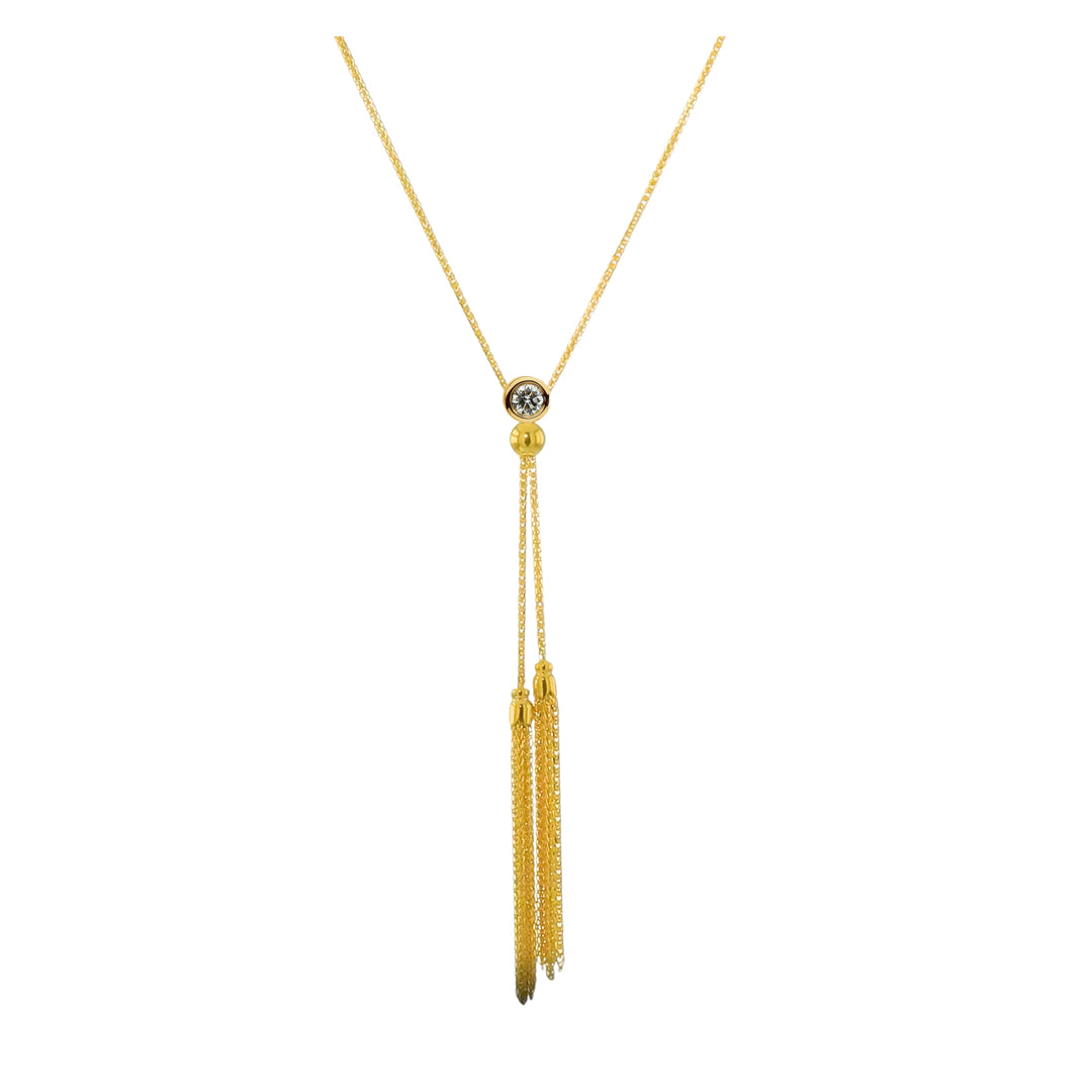 Lola Round Lab Diamond Gold Bolo Necklace
