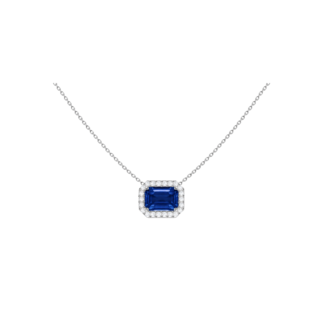 Cobalt Sapphire Diamond Necklace