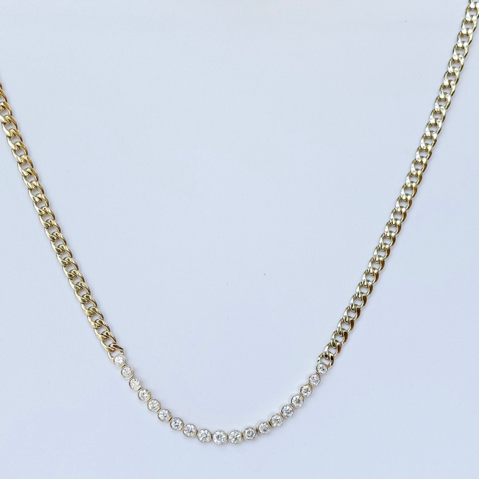 Guada Half Bezel Diamond Cuban Necklace