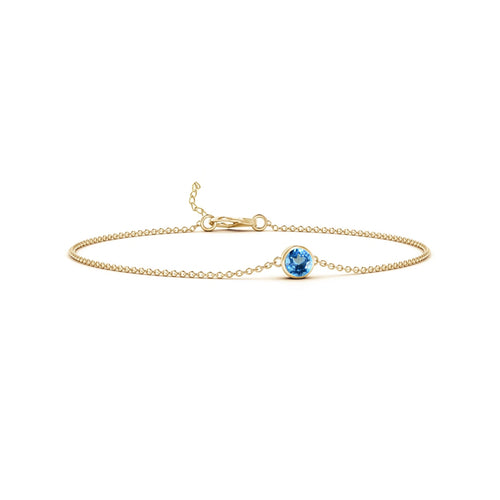 14KG Birthstone Blue Topaz Chain Bracelet (December)