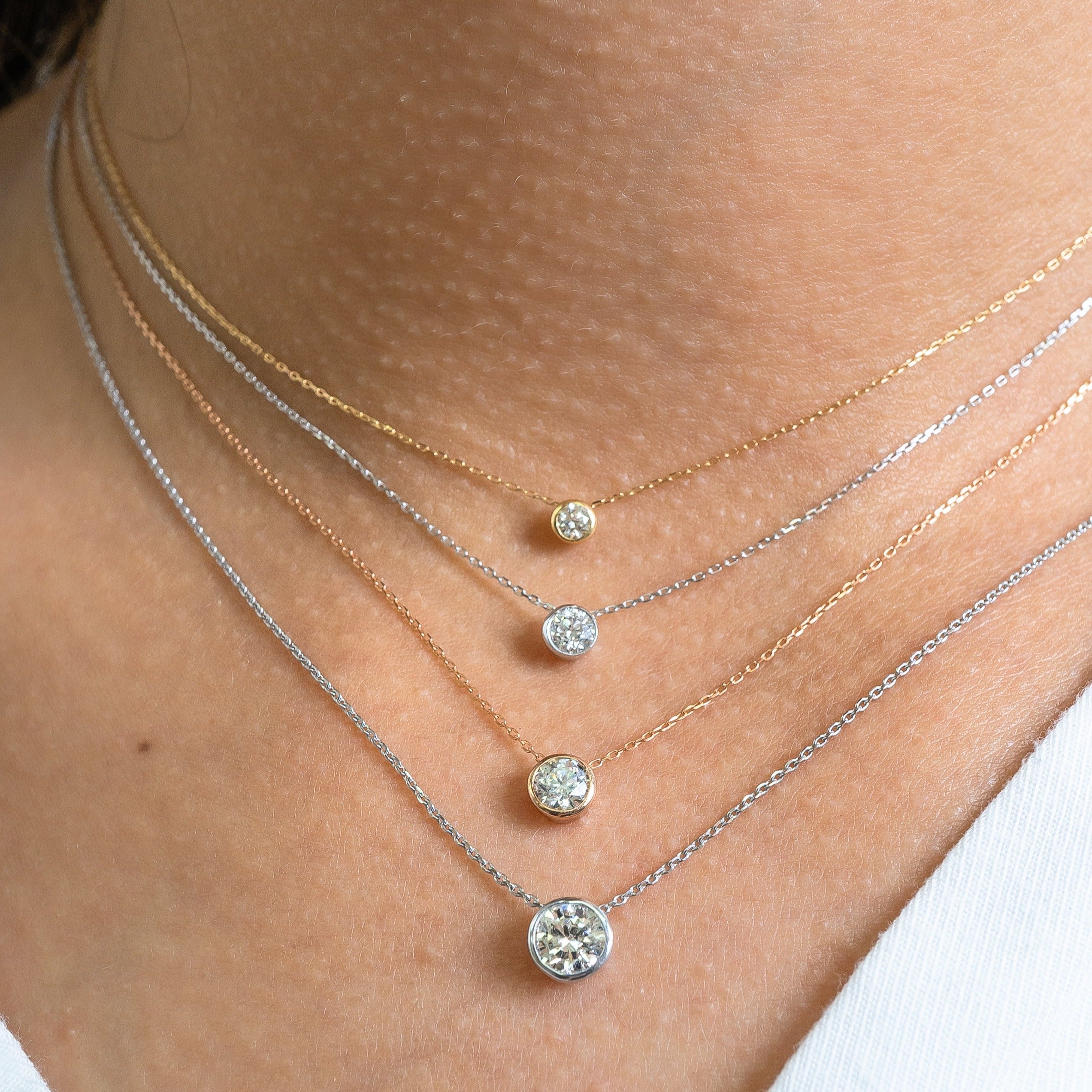 Catherine Solitaire Bezel Diamond Necklace .50 ct