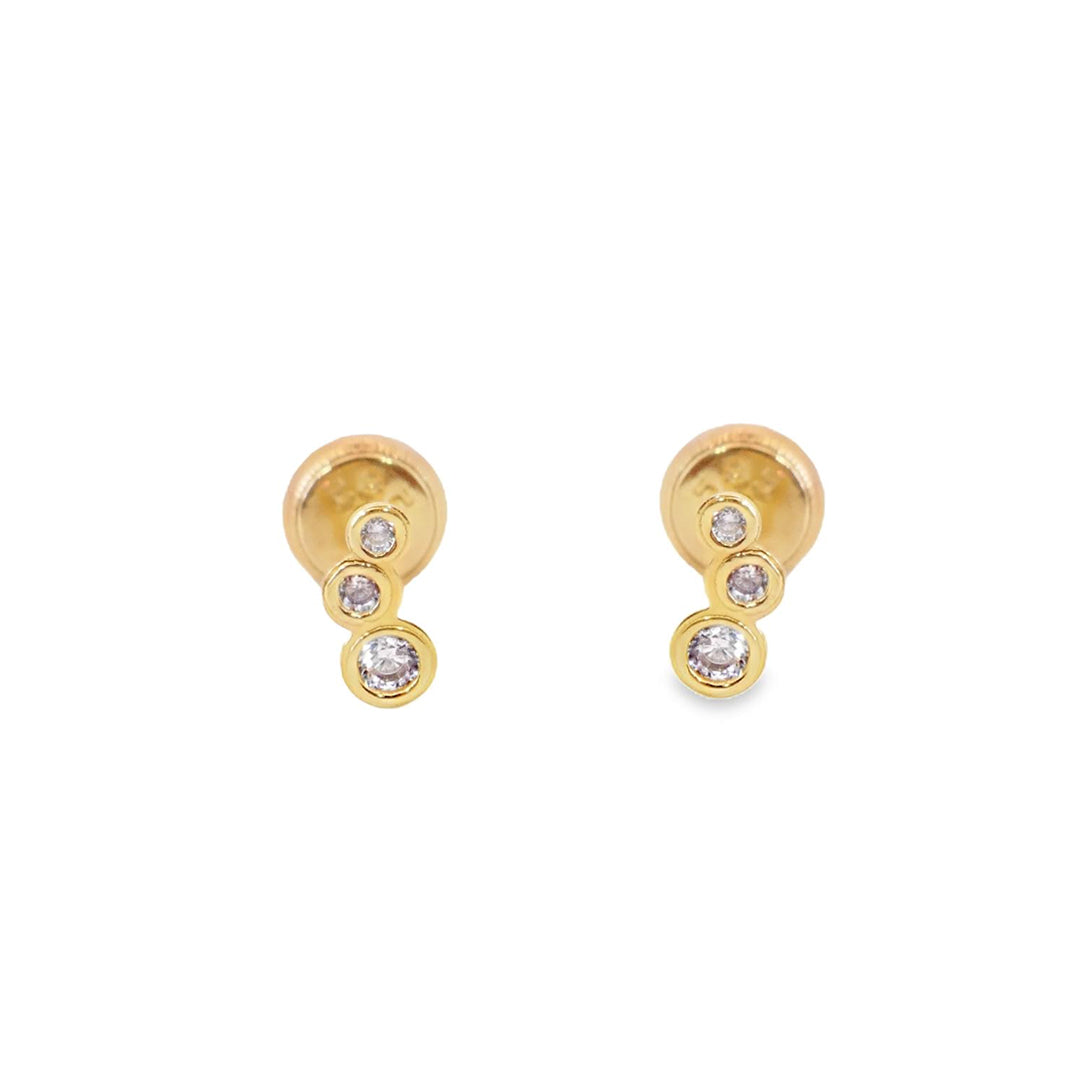 Baby 3 Stone Cubic Zirconia Earrings
