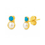 Baby Turquoise and Pearl Earrings