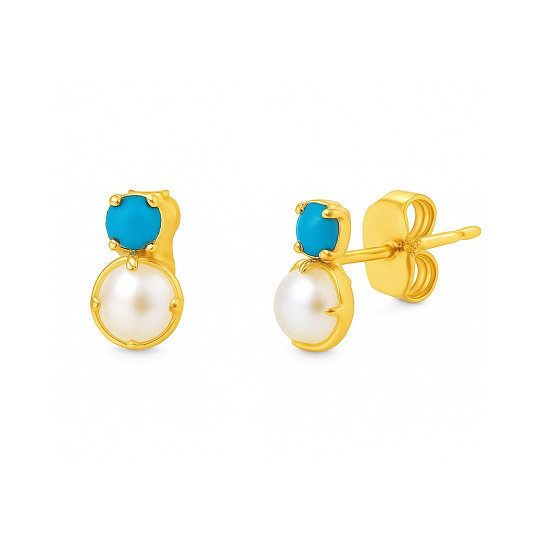 Baby Turquoise and Pearl Earrings