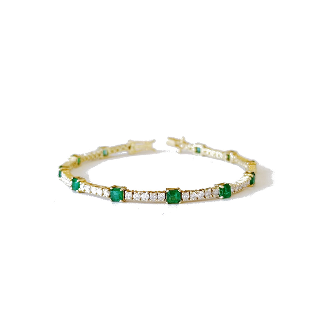 Eiza Emerald Diamond Tennis Bracelet 5.60 ct.