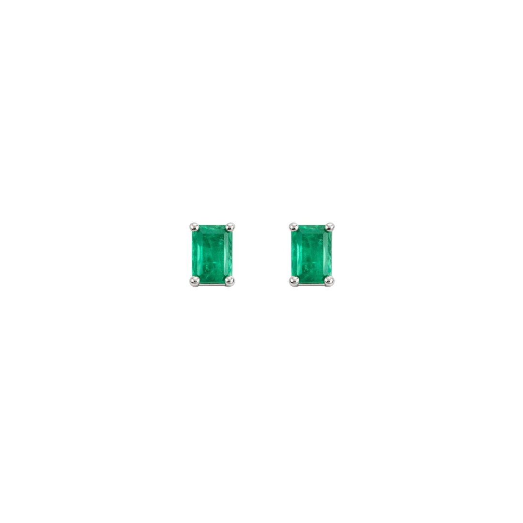 Rectangular Emerald Piercings (Two Earrings)