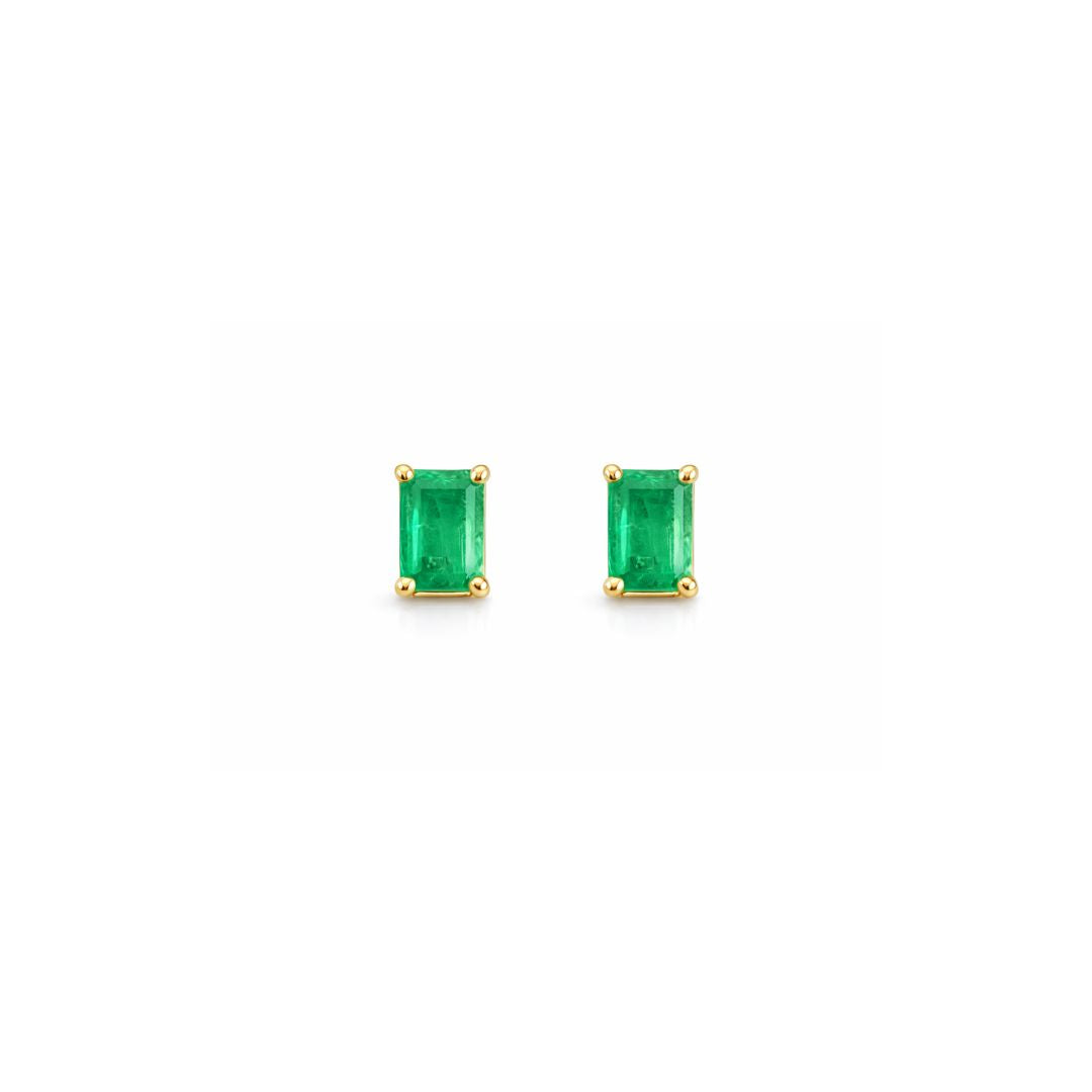 Rectangular Emerald Piercings (Two Earrings)