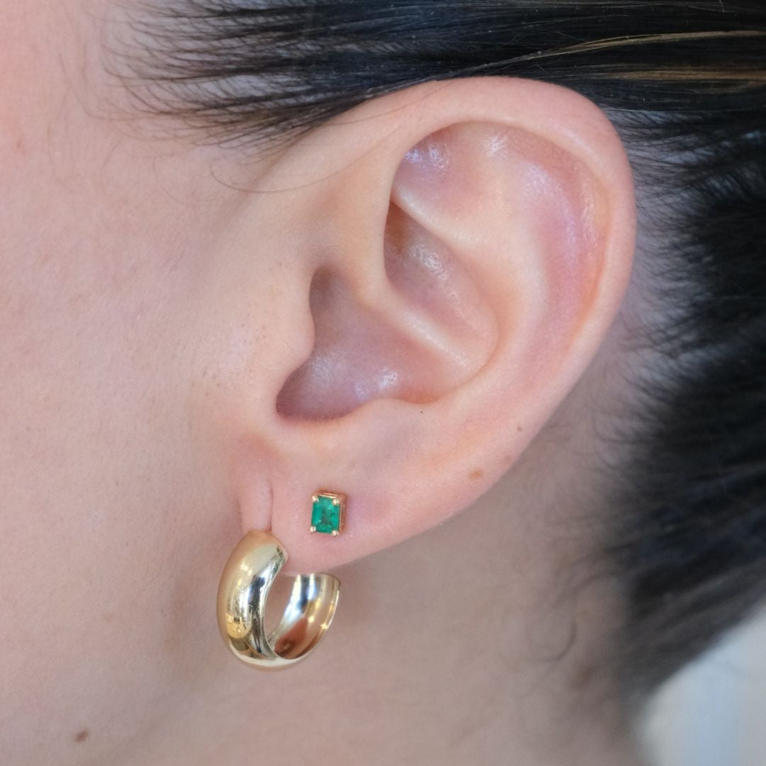 Rectangular Emerald Piercings (Two Earrings)