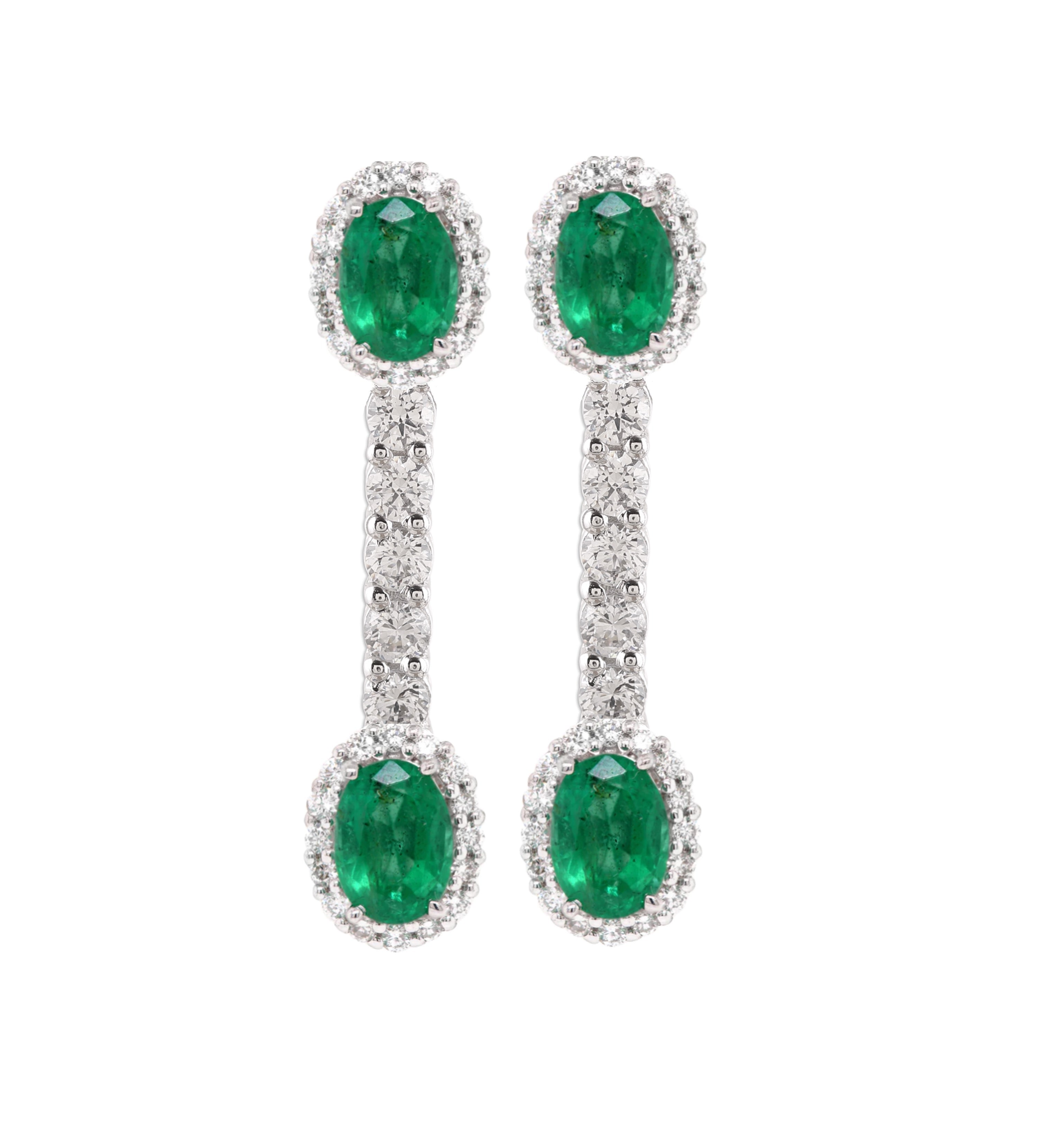 Camille 2 in 1 Emerald Diamond Earrings